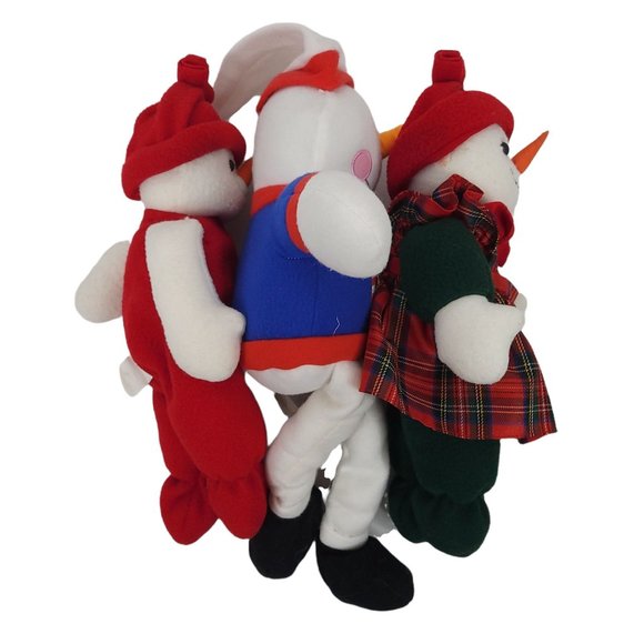 Christmas Snowman Snowwoman Plush Stuffed Toys Holiday Home Decor Lot of 3 - Picture 5 of 12